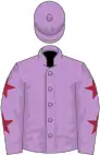 Mauve, maroon stars on sleeves
