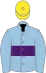 Light blue, purple hoop, yellow cap
