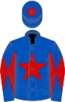 Royal blue, red star, diabolo on sleeves and star on cap