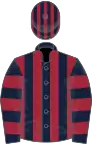 Dark blue and maroon stripes, hooped sleeves
