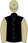 Black, beige sleeves and cap