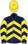 Dark blue, yellow chevrons and cap