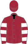 Maroon, white hooped sleeves