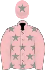 PINK, grey stars, pink sleeves, pink cap, grey star
