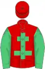 Red, emerald green cross of lorraine and sleeves