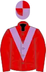 Red, mauve chevron, mauve and red quartered cap