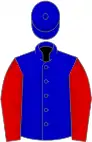 Blue, red sleeves