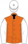 Orange, white sleeves and cap