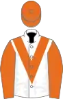 White, orange chevron, sleeves and cap
