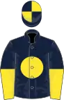 Black, yellow disc, halved sleeves, black and yellow quartered cap