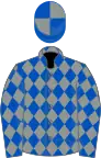 Royal blue and grey diamonds, quartered cap