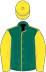 Dark Green, Yellow seams, sleeves and cap