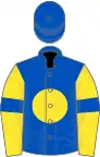 Royal blue, yellow disc, yellow sleeves, royal blue armlets