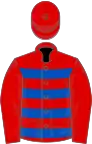 RED and ROYAL BLUE HOOPS, red sleeves and cap