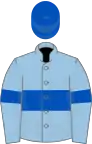 Light blue, royal blue hoop, armlets and cap