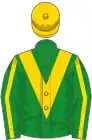 Green, gold chevron, gold stripe on sleeves, gold cap