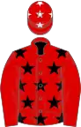 Red, black stars, red sleeves, red cap, white stars