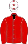 Red, white seams, red sleeves, white cap, red stars
