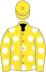 Yellow, white spots, yellow cap