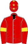 Red, white seams, red sleeves, yellow armlets and stars on red cap