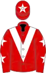 Red, White chevron, Red sleeves, White stars, Red cap, White star