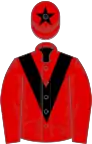 Red, black chevron and star on cap
