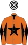 Orange, black star, diabolo on sleeves, white and black hooped cap