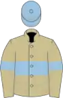 Beige, light blue hoop, armlets and cap