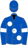 Royal blue, large white spots and armlets