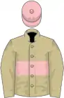 Beige, pink hoop and cap