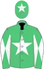 Emerald green, white star, diabolo on sleeves and star on cap