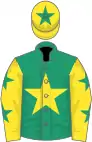 Emerald green, yellow star, yellow sleeves, emerald green stars, yellow cap, emerald green star