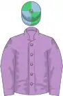 Mauve, emerald green and light blue quartered cap