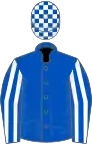 ROYAL BLUE, white striped sleeves, check cap