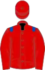 Red, royal blue epaulettes, red cap