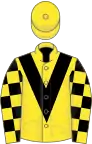 Yellow, black chevron, check sleeves