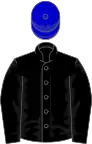 Black, blue cap