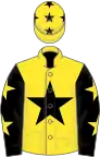 Yellow, black star, black sleeves, yellow stars, yellow cap, black stars