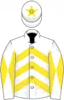 White, yellow chevrons, diabolo on sleeves, star on cap