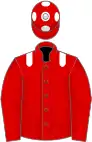 Red, white epaulets, red cap, white spots