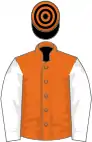 Orange, white sleeves, black and orange hooped cap