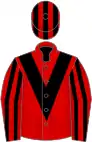 Red, black chevron, striped sleeves and cap