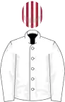 White, maroon striped cap