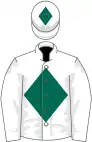 White, dark green diamond, diamond on cap