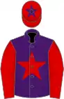 Purple, red star, red sleeves, red cap, purple star