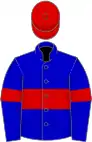 Blue, red hoop, blue, red hoop sleeves, red cap