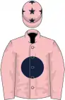 Pink, dark blue disc, stars on cap