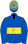 Royal blue, yellow hoop, hooped cap