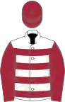 White, Maroon hoops, sleeves and cap