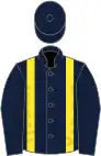 Dark blue, yellow braces